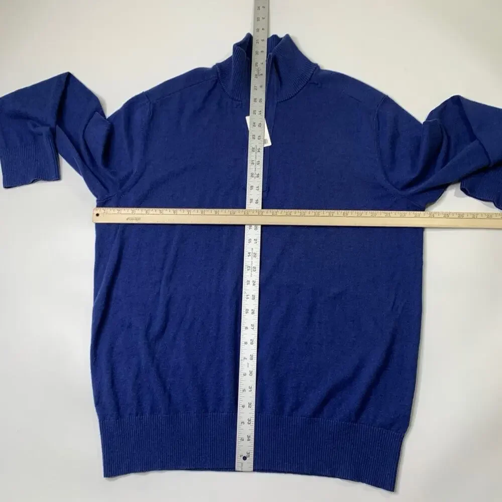 Banana Republic Sweater Mens XL Prussian Cotton Cashmere Blend 1/4 Zip Pullover